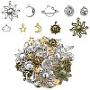 100Pcs 10 Styles Tibetan Style Zinc Alloy Charms FIND-YW0007-15-1