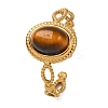 Oval Natural Tiger Eye Finger Rings RJEW-Q822-29G-03-1