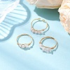 3Pcs Natural Rose Quartz Bead Finger Ring RJEW-JR00855-03-1