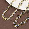 Brass Enamel Evil Eye Link Chain Necklaces NJEW-G183-01G-04-1