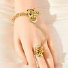 Brass Micro Pave Cubic Zirconia Mittens Bracelets BJEW-C085-01G-1