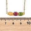 Natural Multicolor Tourmaline Faceted Cube Beads Pendant 304 Stainless Steel Satellite Chain Necklacs for Women NJEW-JN06541-01-5