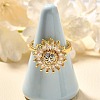 Flower Rotatable Finger Ring for Women RJEW-U035-01G-02-2