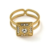 Ion Plating(IP) 304 Stainless Steel Rhinestone Square Finger Rings for Women Men STAS-Z060-01G-2