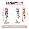 6Pcs 3 Styles Flower Alloy Rhinestone Safety Pin Brooches for Backpack Clothes JEWB-FH0002-57-7