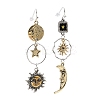 Alloy Moon & Sun & Star Asymmetrical Earrings LS-EJEW-B015-03-1