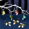 Resin Mushroom & Plastic Leaf Pendant Keychain KEYC-AB00040-8