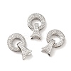 Brass Micro Pave Clear Cubic Zirconia Fold Over Clasps KK-M243-13P-1