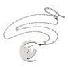 201 Stainless Steel Moon with Woman Pendant Necklaces for Ramadan & Eid Mubarak NJEW-D318-02P-4