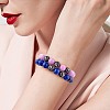 Blue Natural Mashan Jade Round Beaded Stretch Bracelet BJEW-SW00077-03-5