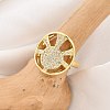 Rack Plating Brass Micro Pave Clear Cubic Zirconia Cuff Rings for Women RJEW-M028-110G-1