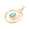 Rack Plating Alloy Pave Imitation Turquoise Resin Big Pendants FIND-N005-41G-2