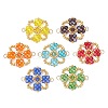 7Pcs 7 Color Chakra Electroplate Glass Beaded Flower Connector Charms PALLOY-MZ01297-1