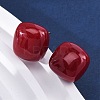 Square Brass & Plastic Stud Earrings for Women EJEW-G425-01G-01-2