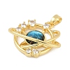 Brass Micro Pave Clear Cubic Zirconia with Glass Pendants KK-G524-01G-04-2