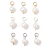 3Pcs 3 Colors Natural Cultured Freshwater Pearl Two Sides Polished Charms PALLOY-JF04036-1
