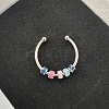 304 Stainless Steel Enamel Disc Beaded Adjustable Open Rings FS-WGAD8B0-02-1