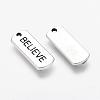 Tibetan Style Alloy Rectangle with Word Believe Pendants TIBEP-Q043-066-RS-2