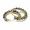 Natural Moss Agate Beaded Hoop Earrings for Women EJEW-C003-03G-RS-2