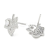 Rack Plating Brass Micro Pave Clear Cubic Zirconia Stud Earrings for Women EJEW-M260-21P-2