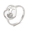 Non-Tarnish 304 Stainless Steel Heart with Horse Adjustable Ring for Women RJEW-M149-20P-3