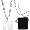 1Pc 304 Stainless Steel Figaro Chain Number Pendant Necklaces NJEW-BBC0001-28B-P-1