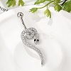 Alloy Rhinestone Snake Curved Barbell Belly Rings AJEW-R007-03P-02-3