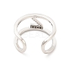 Clear Cubic Zirconia Initial Letter Open Cuff Ring RJEW-A012-01P-Z-3