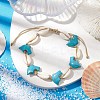 Natural Mixed Cowrie Shell with Synthetic Turquoise Beaded Anklets AJEW-AN00596-3