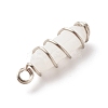 Natural White Jade Double Terminal Pointed Pendants PALLOY-JF01686-05-4