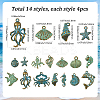 56Pcs 14 Styles Tibetan Style Ocean Theme Alloy Pendants FIND-SC0018-14-2
