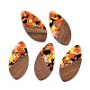 Transparent Resin and Walnut Wood Pendants RESI-T057-05M-1