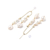 Natural Pearl Dangle Stud Earrings EJEW-P256-25G-2