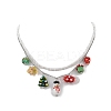 Glass Seed Beaded & 304 Stainless Steel Cable Chain Double Layer Necklace NJEW-TA00074-4