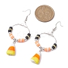Halloween Candy Corn Handmade Lampwork & Polymer Clay Dangle Earrings for Women EJEW-JE05893-01-3