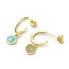 Ring & Evil Eye Real 18K Gold Plated Brass Stud Earrings EJEW-L268-037G-02-2