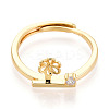 Flower Brass Micro Pave Cubic Zirconia Cup Peg Ring Settings KK-N274-31G-2