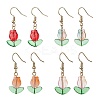 4 Pairs 4 Colors Tulip Flower Lampwork Dangle Earrings EJEW-JE05526-S-1