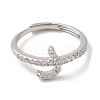Rack Plating Brass Cubic Zirconia Arabic Letters Adjustable Rings for Women RJEW-S407-10P-03-2