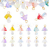 12Pcs Golden Tone Brass Wire Wrapped Mushroom Glass Pendants PALLOY-TAC0161-2