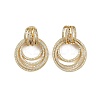Multilayer Ring Brass Micro Pave Clear Cubic Zirconia Stud Earrings EJEW-S275-02G-4