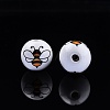 Bees Theme Printed Wooden Beads WOOD-D006-05-5