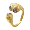 Brass Micro Pave Clear Cubic Zirconia Cuff Rings RJEW-U035-04GP-4