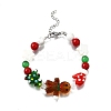 Handmade Lampwork with Glass and Natural Gemstone Christmas Theme Beaded Bracelets for Women BJEW-TA00657-2