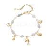 Natural Morganite Link Bracelets for Women BJEW-JB12116-01-2