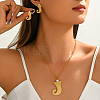 201 Stainless Steel Letter J Pendant Necklace & Stud Earring Set for Women Party and Formal Wear RX6968-4