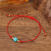 Stylish Round Synthetic Turquoise & Brass Bead Braided Bracelets HI1374-3