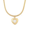 Ion Plating(IP) 304 Stainless Steel & Shell Heart Pendant Flat Snake Chain Necklaces for Women NJEW-F328-07G-1