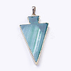 Electroplated Natural Agate Triangle Plated Big Pendants G-P077-50A-3
