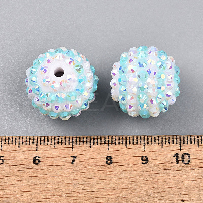 Stripe Pattern Resin AB Rhinestone Round Beads RESI-S313-18x20-15-1